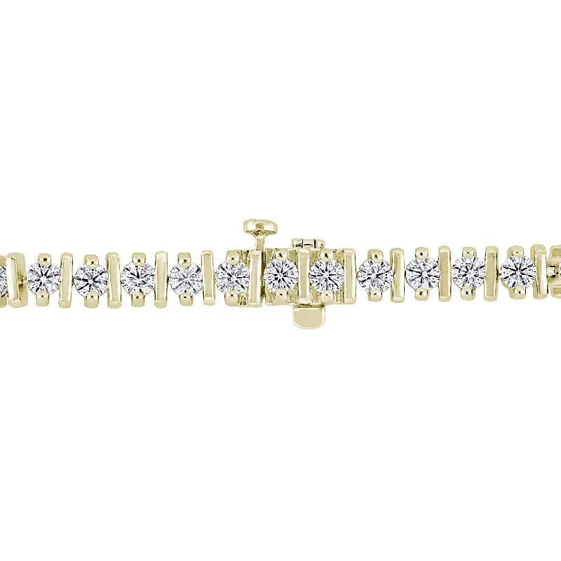 Tide pebble bracelet-Miadora Yellow Plated Sterling Silver 4 1/2ct TGW Moissanite Tennis Bracelet