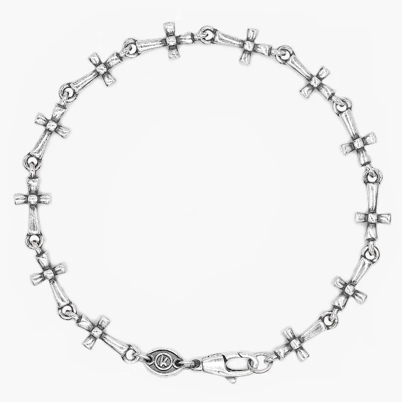 Patch stripe bracelet-Multi Cross Sterling Silver Chain Bracelet