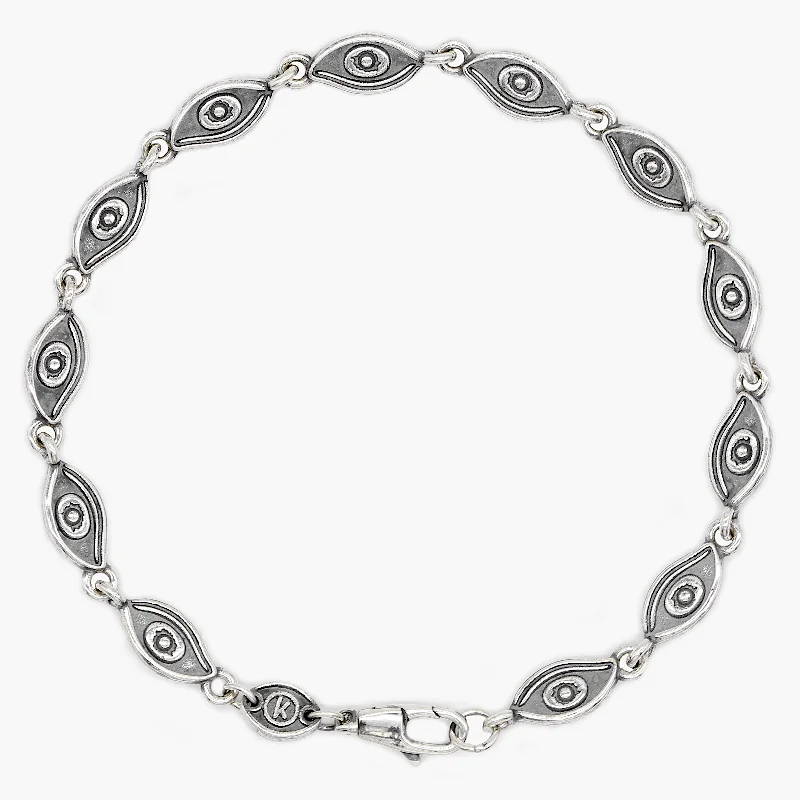 Maple wood bracelet-Multi Sterling Silver Evil Eye Bracelet