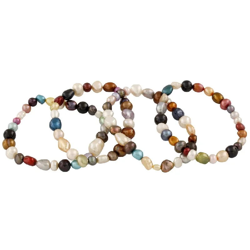 Old stone bracelet-Multicolored Freshwater Pearl Elastic Bracelets (6-7mm)