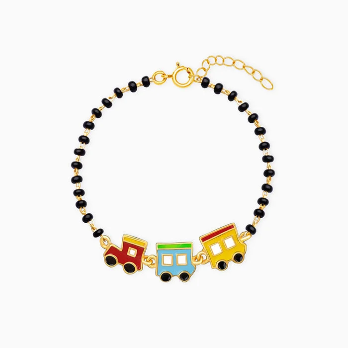 Paired gemstone bracelet-Golden Choo Choo Train Infant Bracelet (0-18 months)