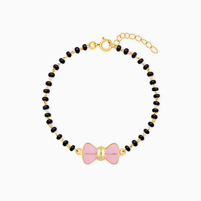 Natural gem bracelet-Golden Pink Bow Infant Bracelet (0-18 months)