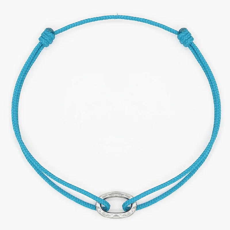 Pierced vent bracelet-Nylon Thread With Silver Hoop "Indah" Bracelet (Light Blue)