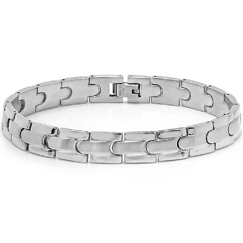 Luminous set bracelet-Oxford Ivy Mens Solid Stainless Steel Solid Chain Link Bracelet 8 1/4 inches