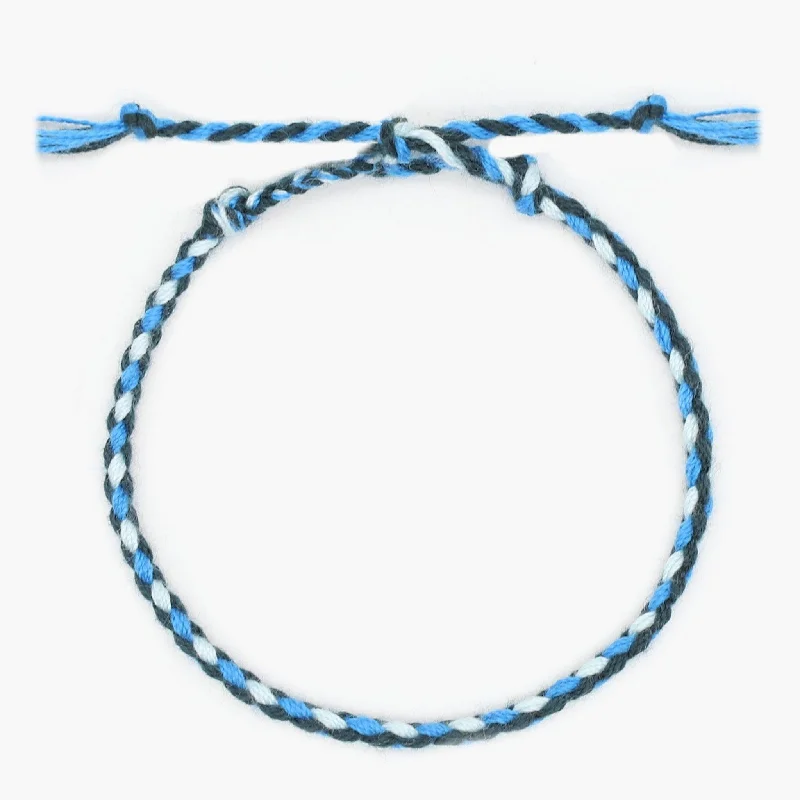 Frosted quartz bracelet-Pranayama Cotton Bracelet (Navy Blue/Turquoise)