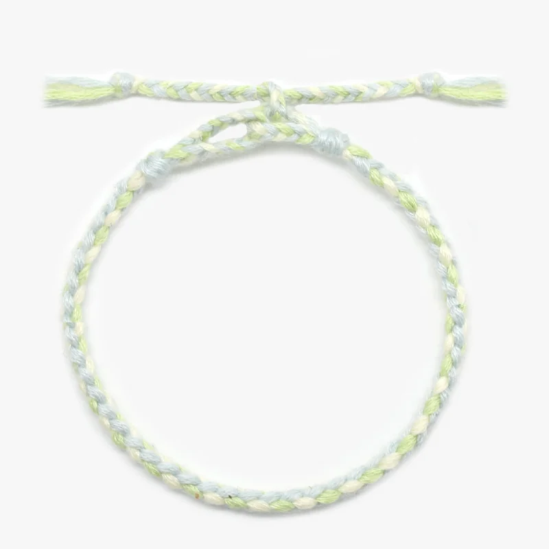 Sheen gem bracelet-Pranayama Cotton Bracelet (Turquoise/Green/White)