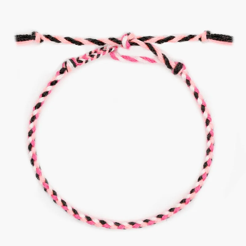 Five-knot bracelet-Pranayama Cotton Bracelet (Pink/Black)