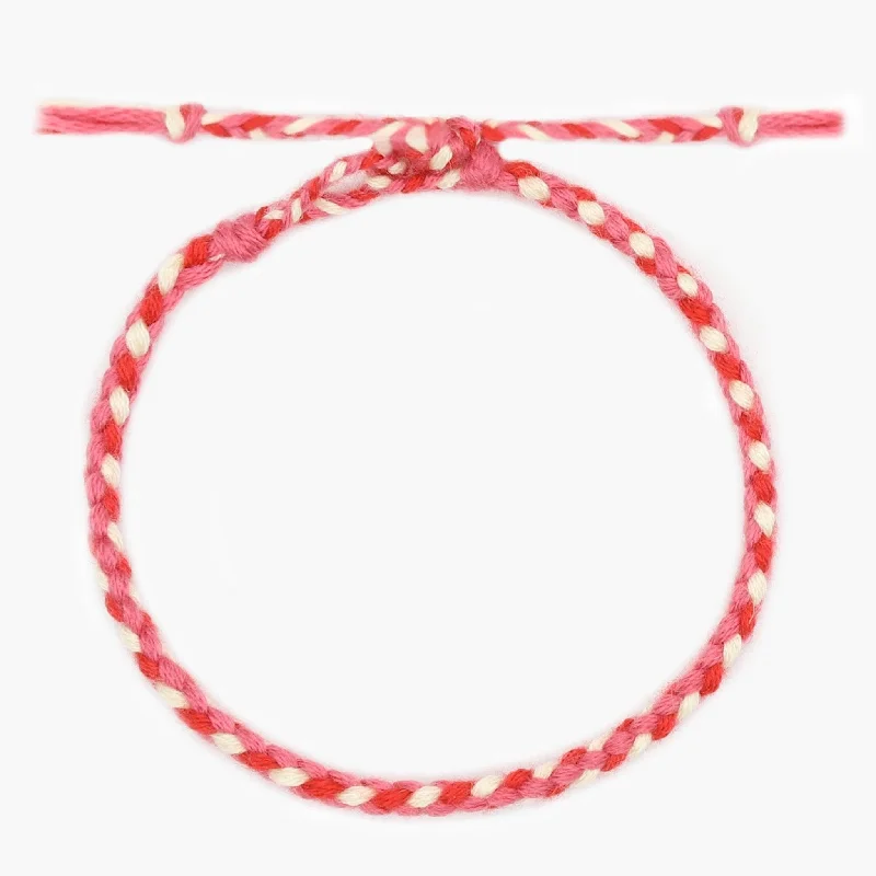 Onyx spike bracelet-Pranayama Cotton Bracelet (Red/Cream)