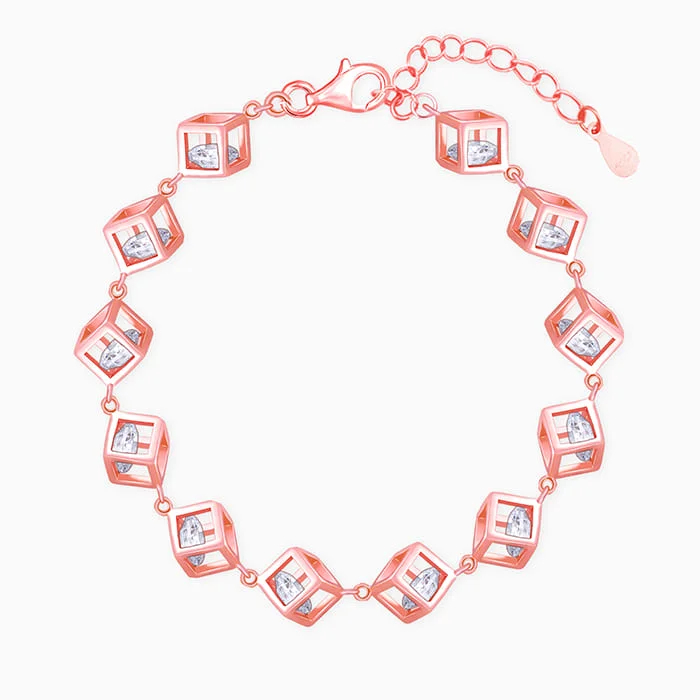 Lattice grid bracelet-Rose Gold Cubic Crystal Bracelet