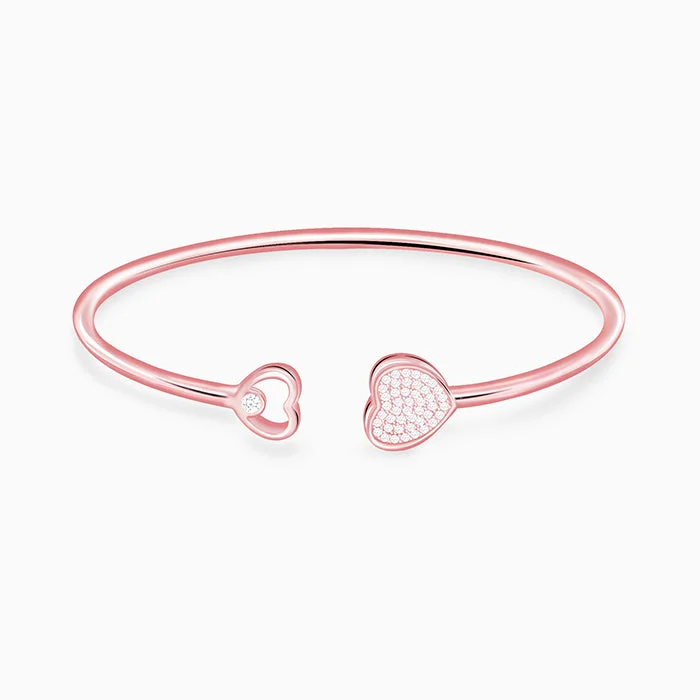 Tiered stack bracelet-Rose Gold Dual Heart Bracelet