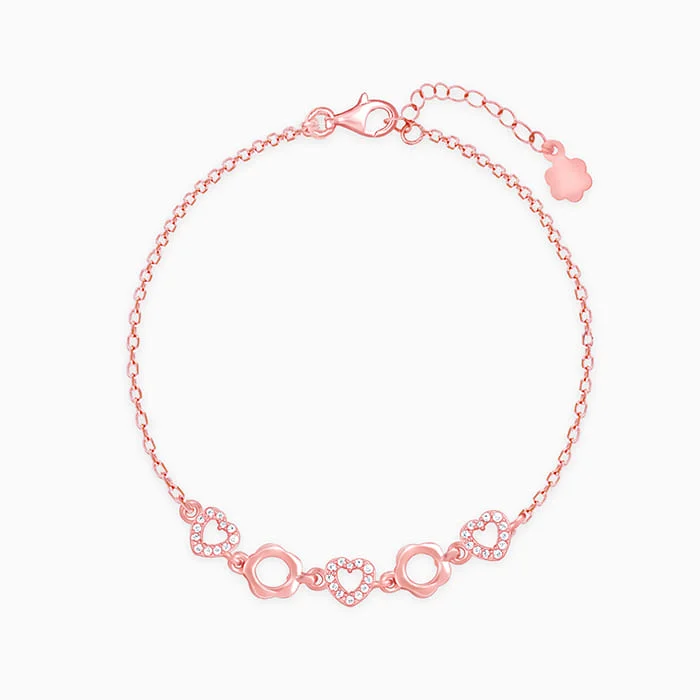 Sheen gem bracelet-Rose Gold Loving Heart Bracelet