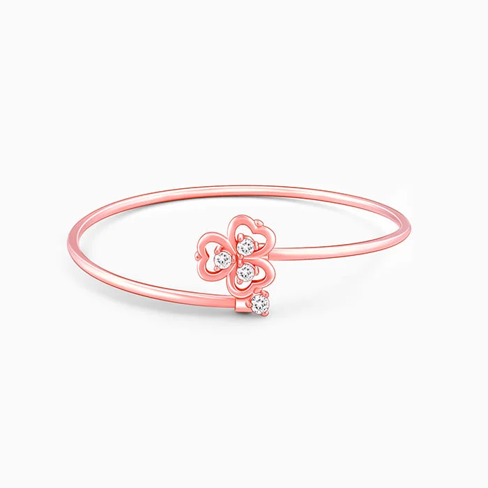 Natural gem bracelet-Rose Gold Three Leaf Clover Bracelet