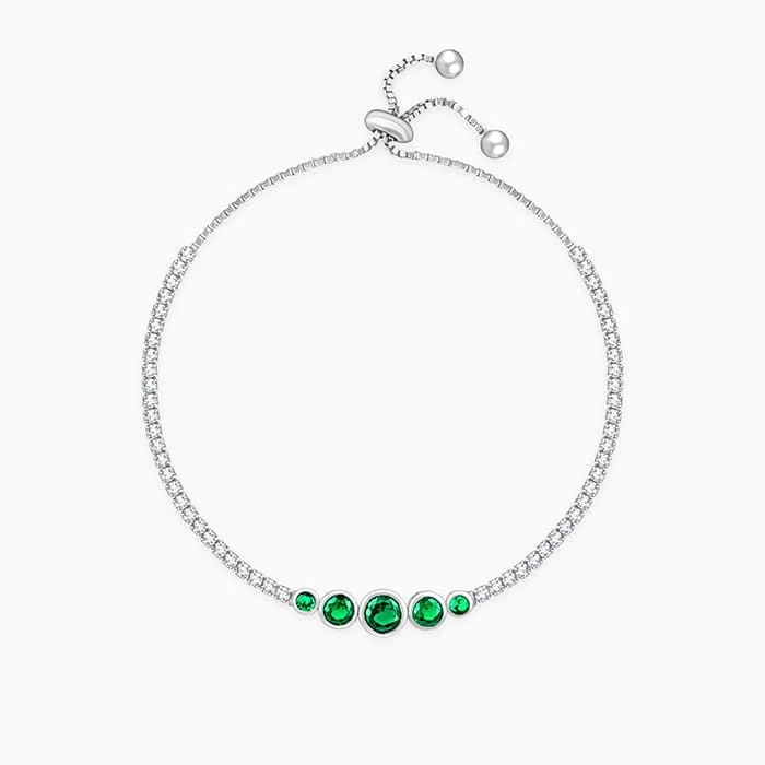 Tin alloy bracelet-Silver Arc of Green Bracelet