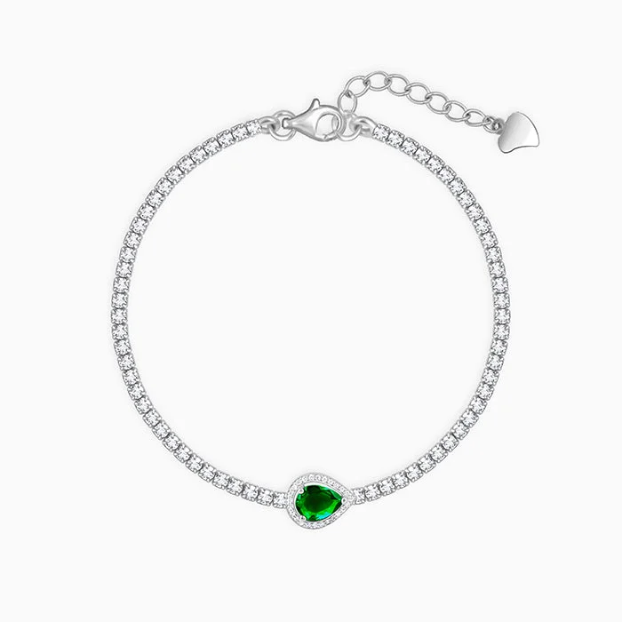 Flowing edge bracelet-Silver Bliss of Green Tennis Bracelet