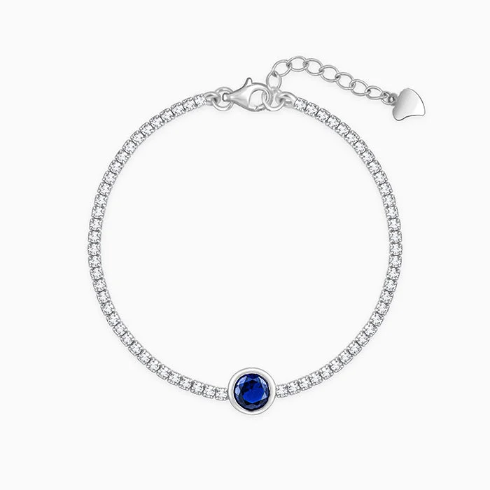 Gleam druzy bracelet-Silver Circle of Blue Tennis Bracelet