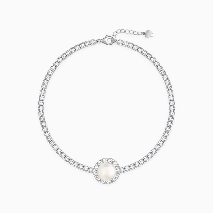 Twilight gray bracelet-Silver Circle of Pearl Tennis Bracelet