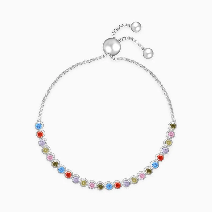 Stapled design bracelet-Silver Colourful Circle Bracelet