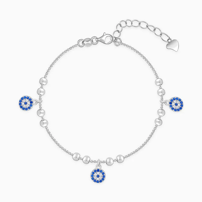 Scuffed edge bracelet-Silver Evil Eye Charm Bracelet