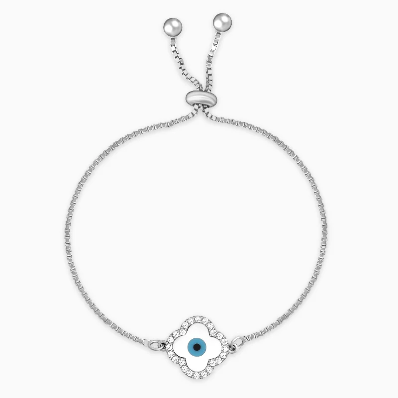 Vault link bracelet-Anushka Sharma Silver Evil Eye Clover Bracelet