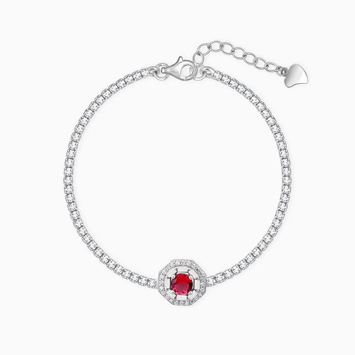 Ripple swirl bracelet-Silver Hexa Red Tennis Bracelet