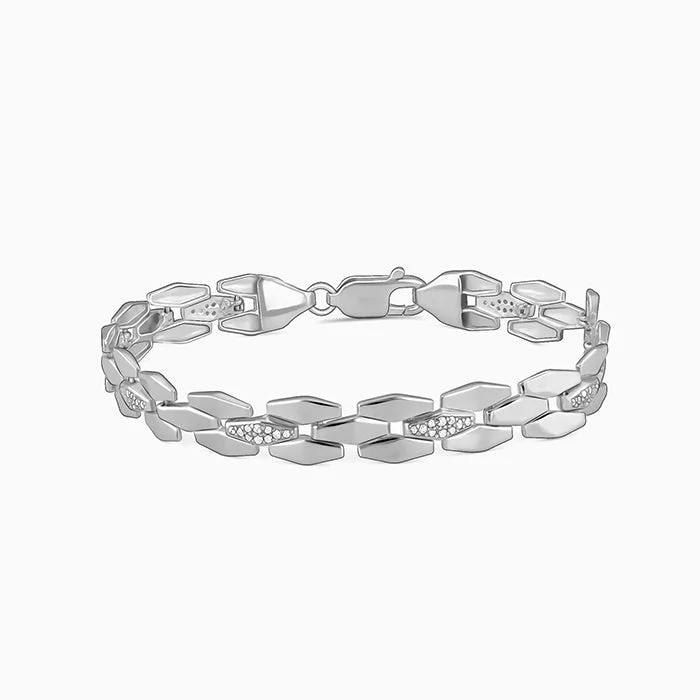 Grooved band bracelet-Silver Intellectual Bracelet For Him