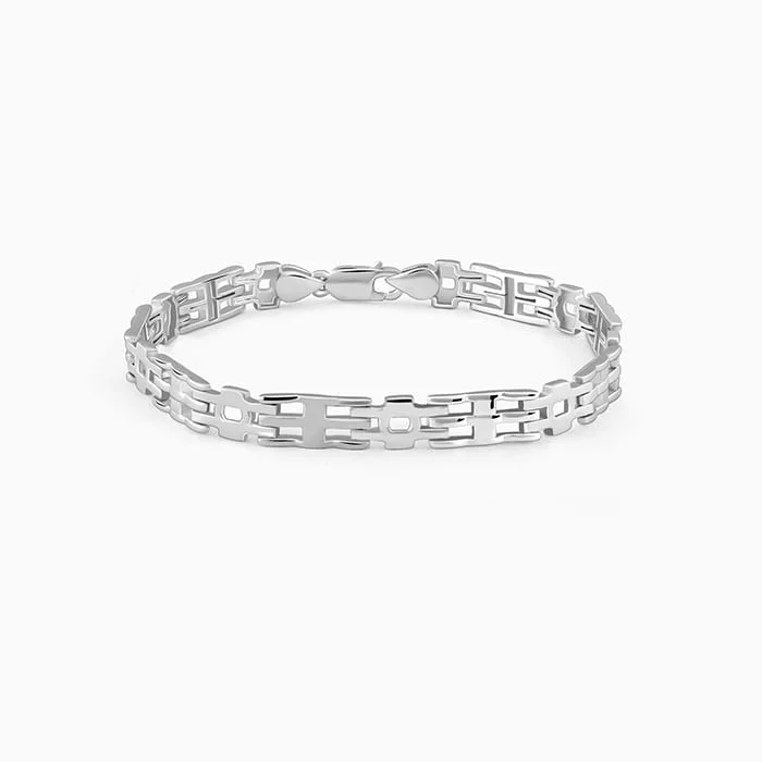 Folded rim bracelet-Silver Kingpin Bracelet For Him