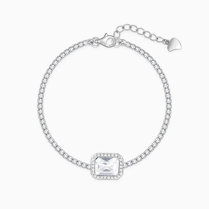 Micro gem bracelet-Silver Opulence of White Tennis Bracelet