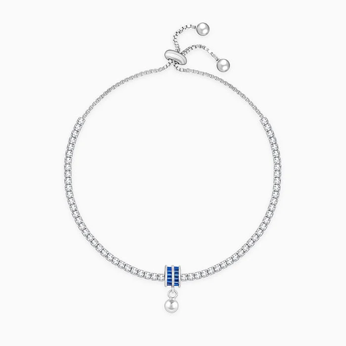 Five-knot bracelet-Silver Roll of Blue Tennis Bracelet