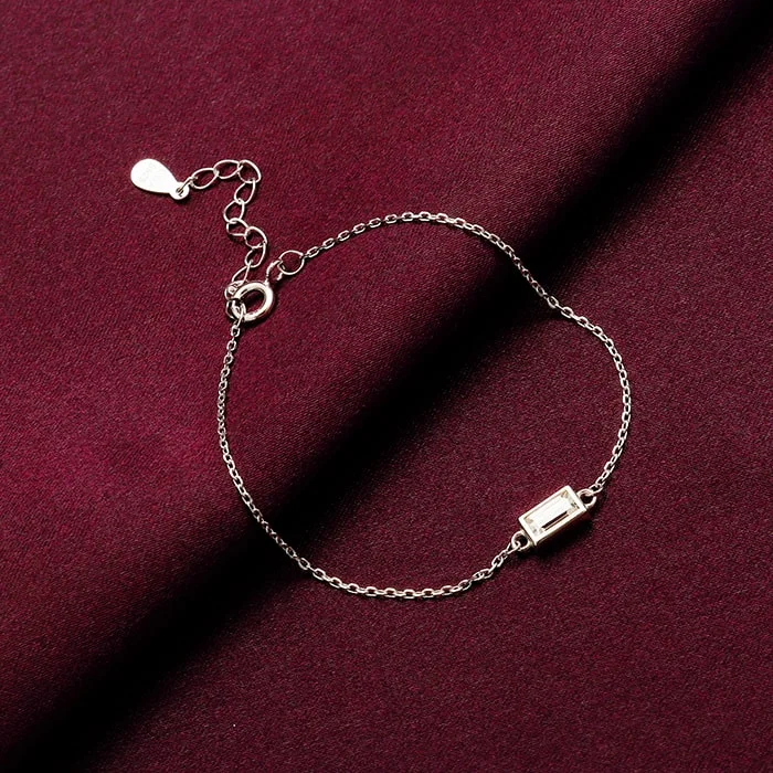 Thyme twig bracelet-Silver Treasure Box Of Memories Delicate Baguette Bracelet