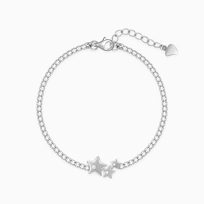 Hazel agate bracelet-Silver Triple Star Tennis Bracelet