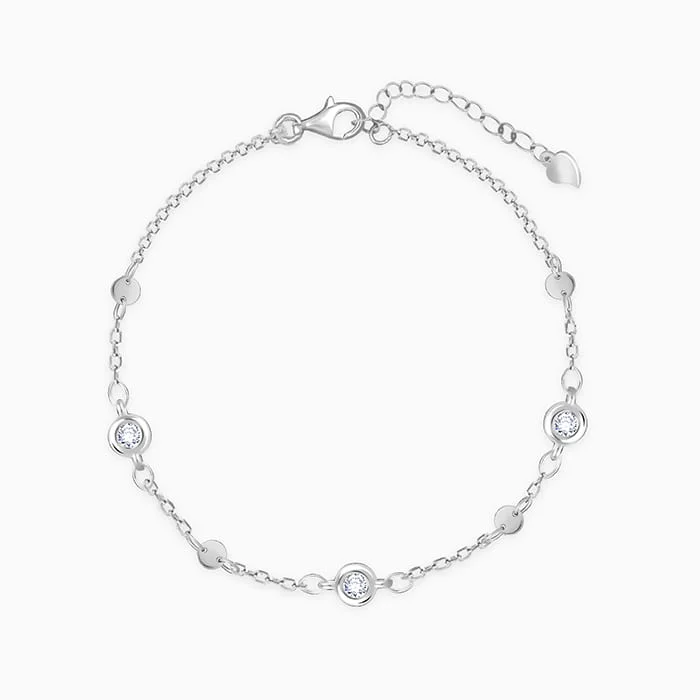 Spiral tendril bracelet-Silver Zircon High on Charm Bracelet