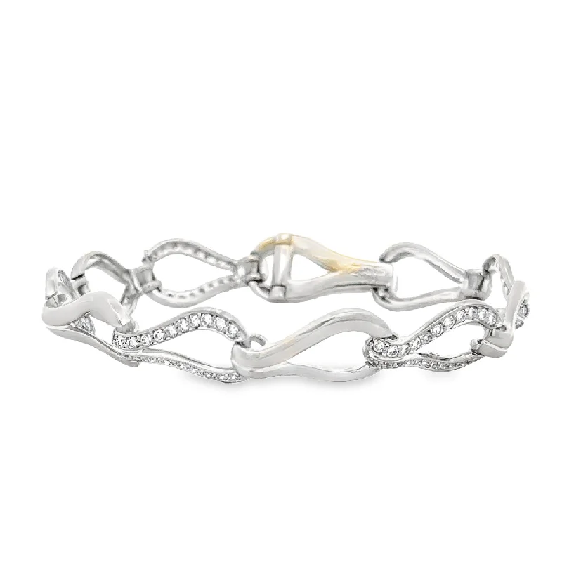 Tin alloy bracelet-Tear Drop Shape Diamond Bracelet in White Gold