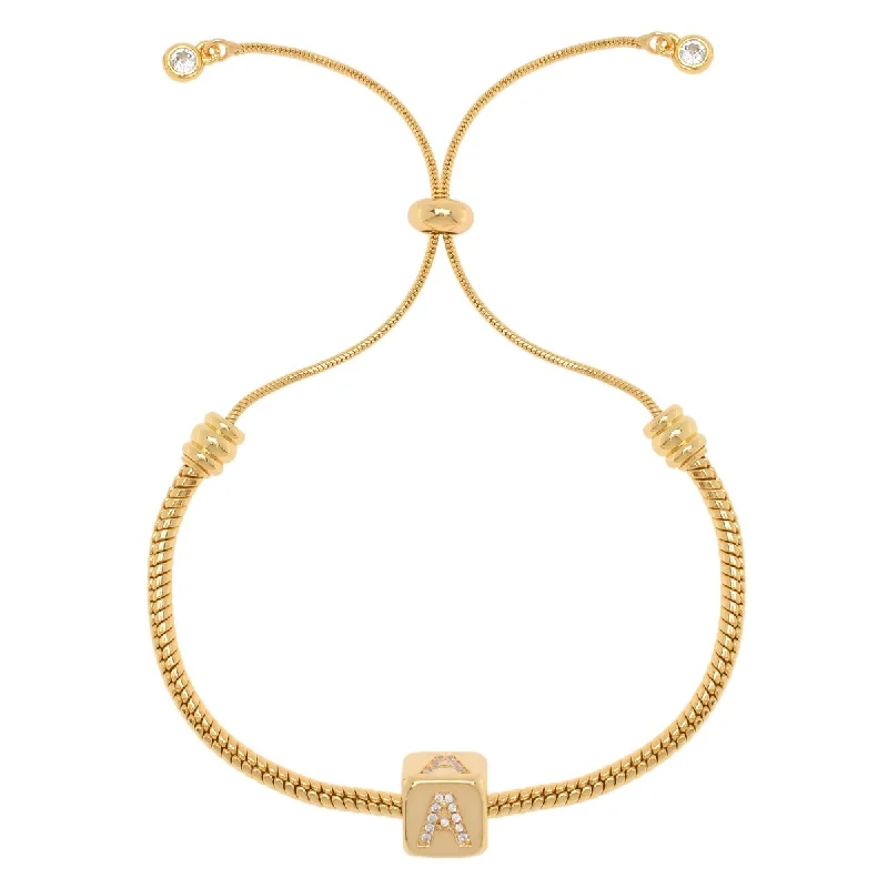 Muted check bracelet-Victoria Townsend Gold Plated Initial Adjustable Bracelet