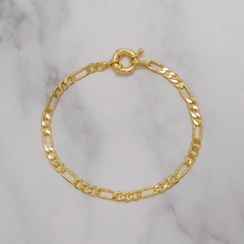 Recycled relic bracelet-Victoria Townsend Yellow Gold Plated Figaro Chain link Bracelet