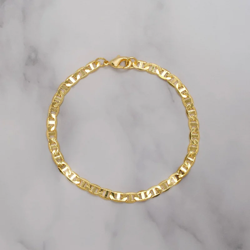 Scored groove bracelet-Victoria Townsend Yellow Gold Plated Flat Anchor Link Bracelet