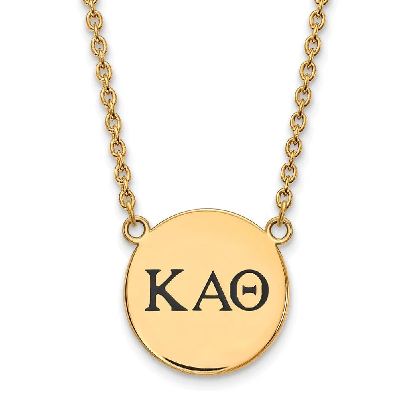 Radiant-cut sapphire necklace-14K Plated Silver Kappa Alpha Theta Lg Enamel Greek Letters Necklace