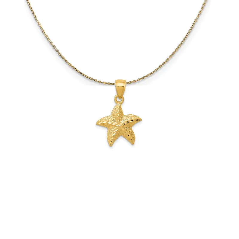 Vortex twist necklace-14k Yellow Gold 15mm Diamond Cut Starfish Necklace