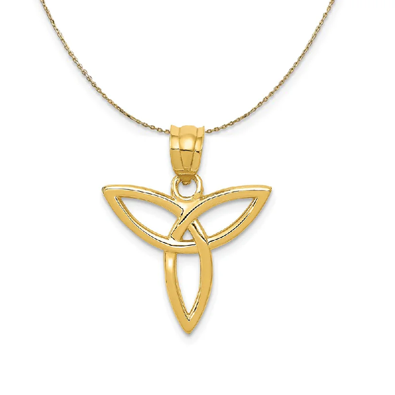 Fused grain necklace-14k Yellow Gold 18mm Trinity Symbol Necklace