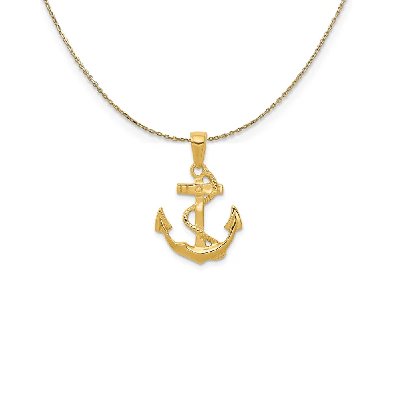 Coral branch necklace-14k Yellow Gold 2D Polished Anchor Necklace