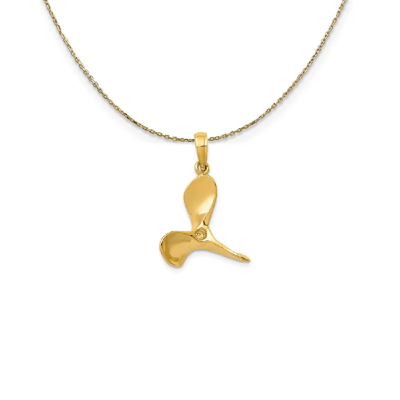 14k Yellow Gold 3 Dimensional 3 Blade Propeller Necklace