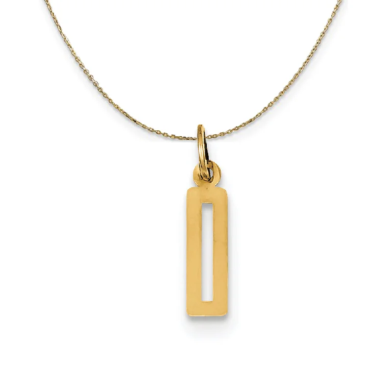 Streaked stone necklace-14k Yellow Gold, Alumni Small Elongated Number 0 Necklace