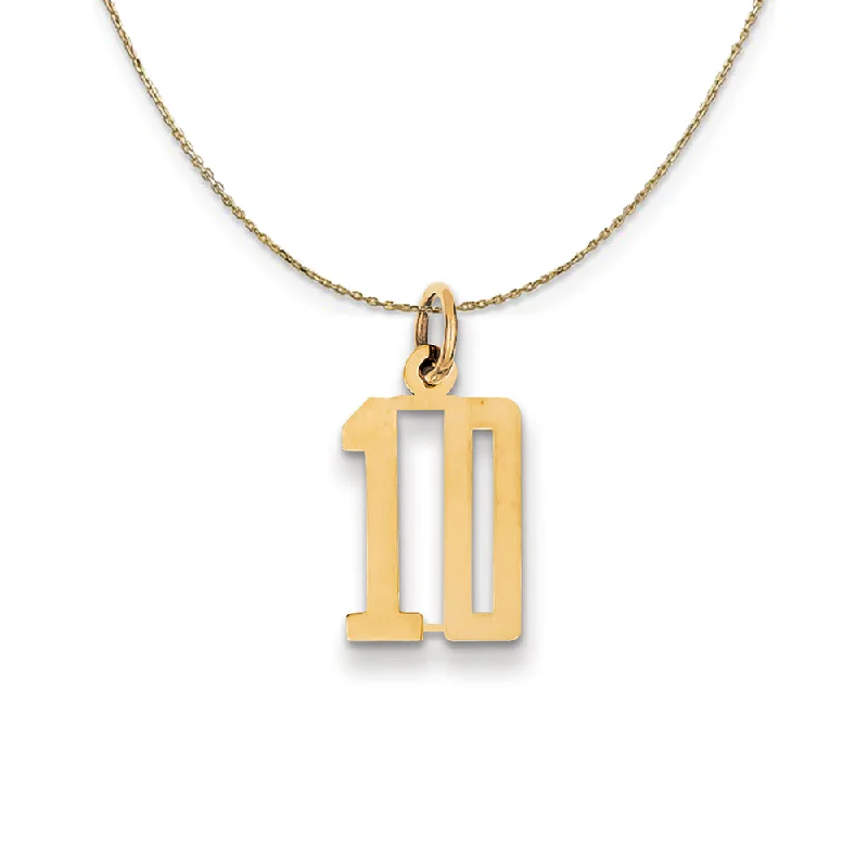 Worn edge necklace-14k Yellow Gold, Alumni Small Elongated Number 10 Necklace