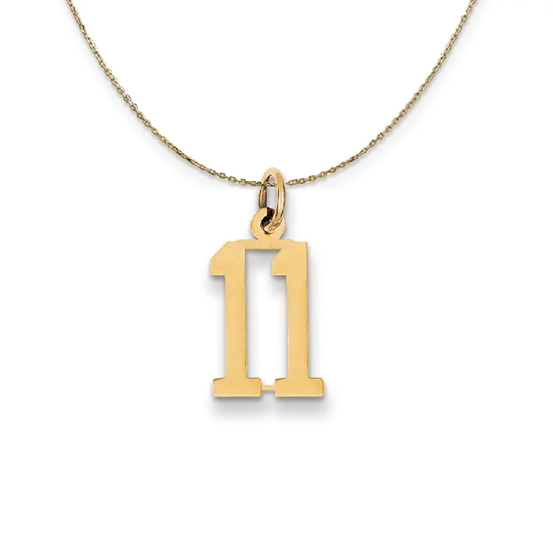 Chipped rim necklace-14k Yellow Gold, Alumni Small Elongated Number 11 Necklace