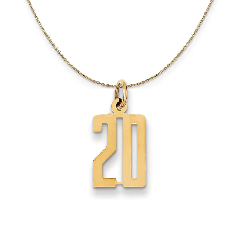 Stapled design necklace-14k Yellow Gold, Alumni Small Elongated Number 20 Necklace