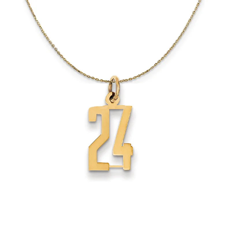 Crescent pendant necklace-14k Yellow Gold, Alumni Small Elongated Number 24 Necklace