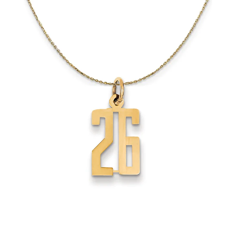 Knit chain necklace-14k Yellow Gold, Alumni Small Elongated Number 26 Necklace