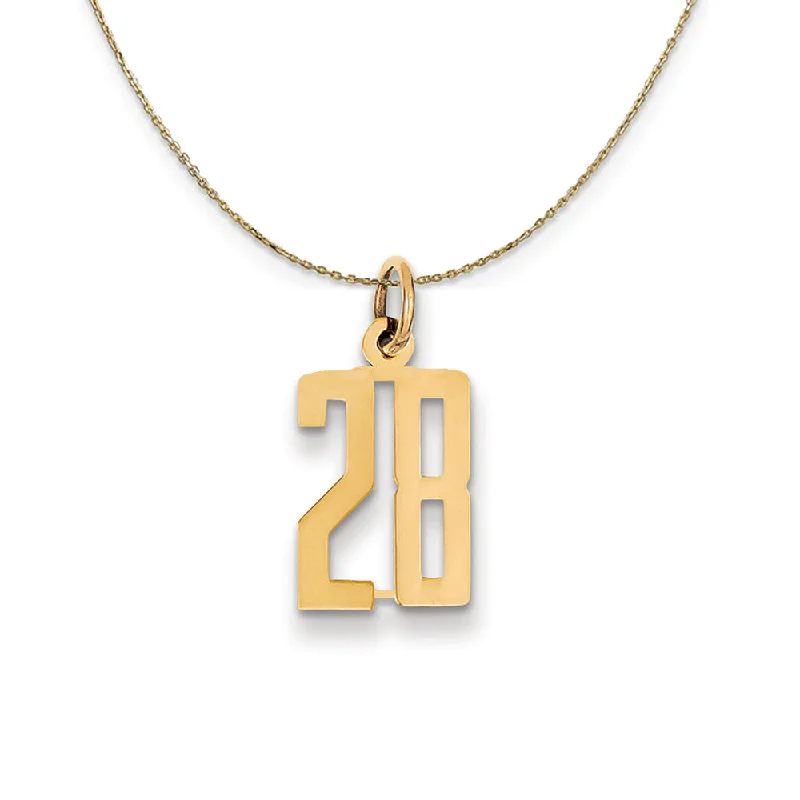 Split husk necklace-14k Yellow Gold, Alumni Small Elongated Number 28 Necklace