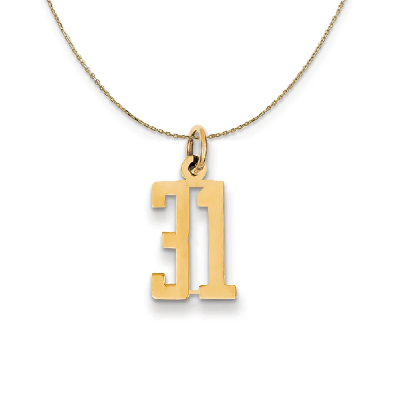 Ripple swirl necklace-14k Yellow Gold, Alumni Small Elongated Number 31 Necklace