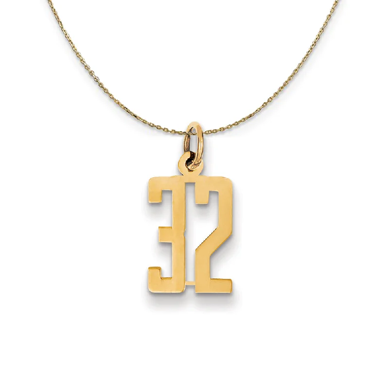 Scored groove necklace-14k Yellow Gold, Alumni Small Elongated Number 32 Necklace