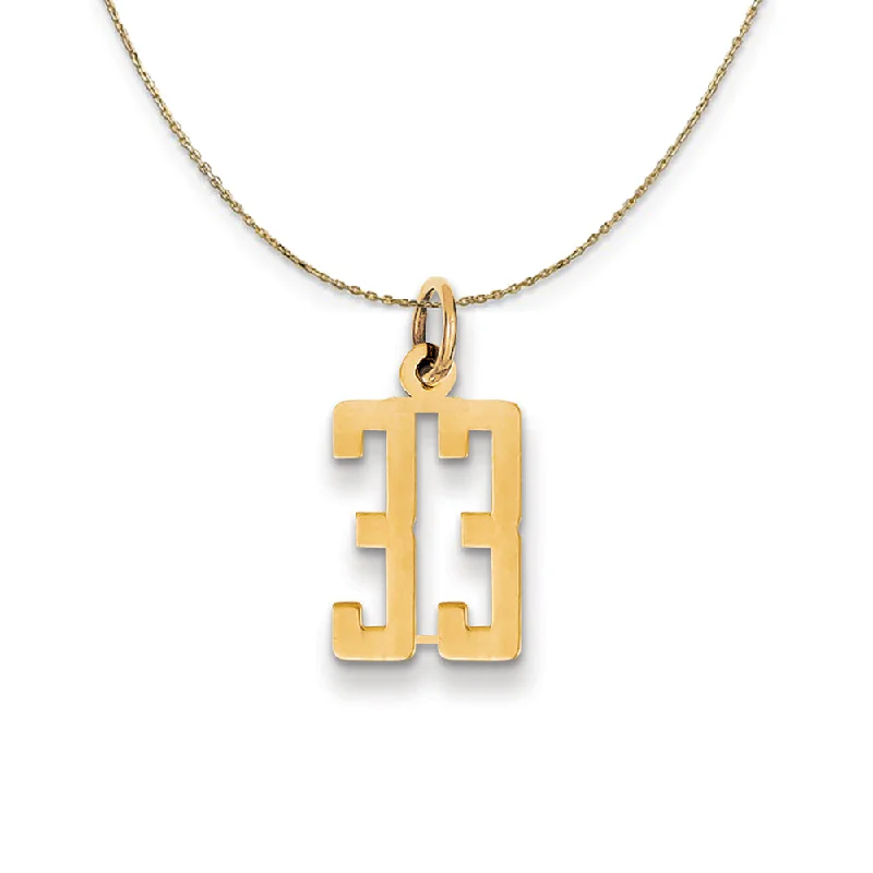 14k Yellow Gold, Alumni Small Elongated Number 33 Necklace